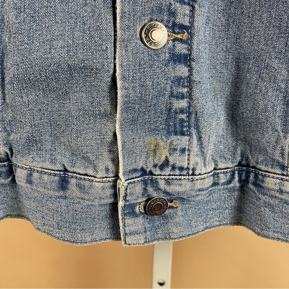 Vintage Gap Tiger Patch Denim Jacket Size Large Butterfly Bee Flower Patch - Picture 5 of 10